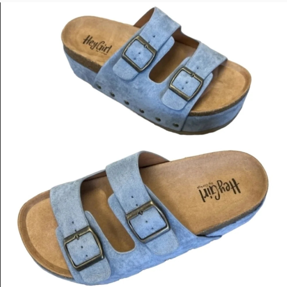 Corkys Blue Platform Flatform Sandals New